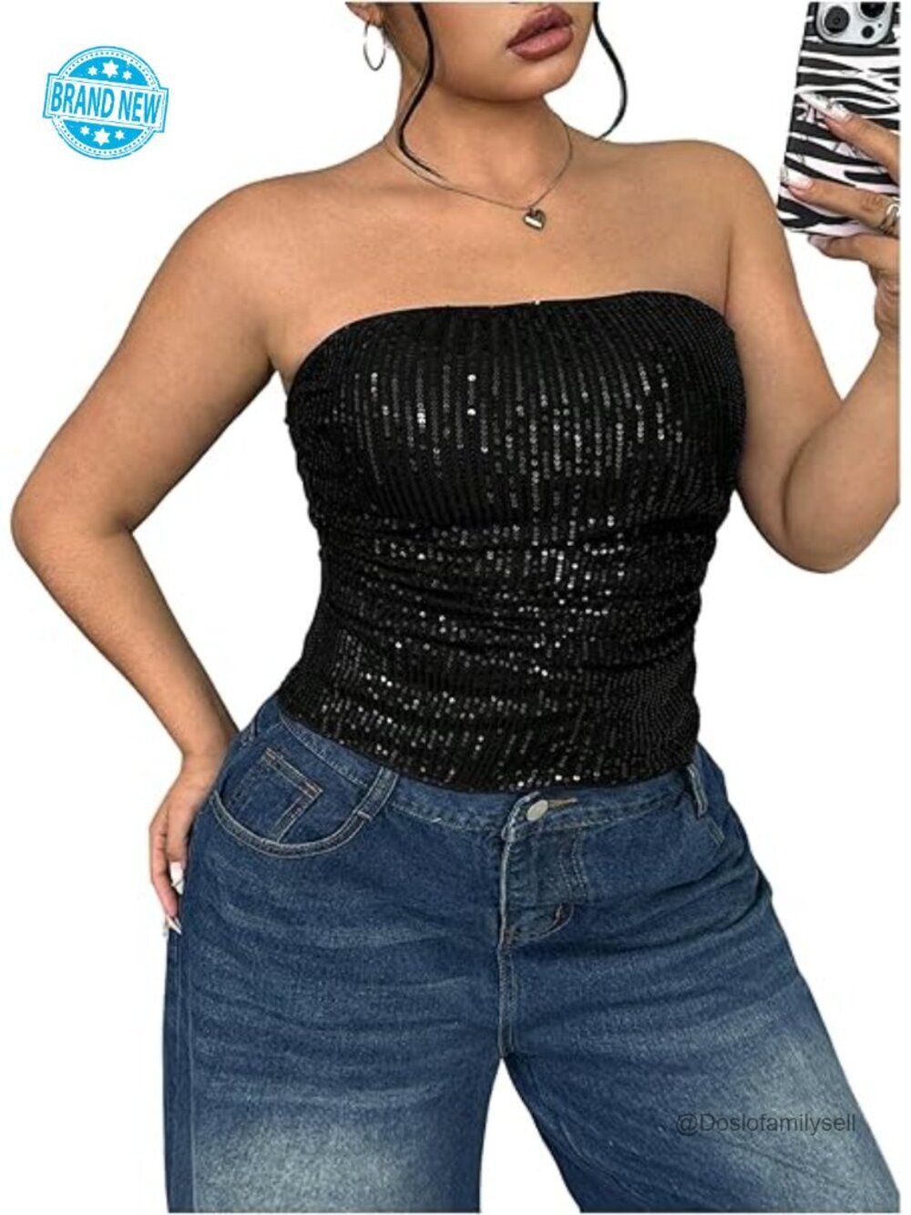 Sequin Tube Top Ruched Strapless Fitted Party Club Tops Night Out
